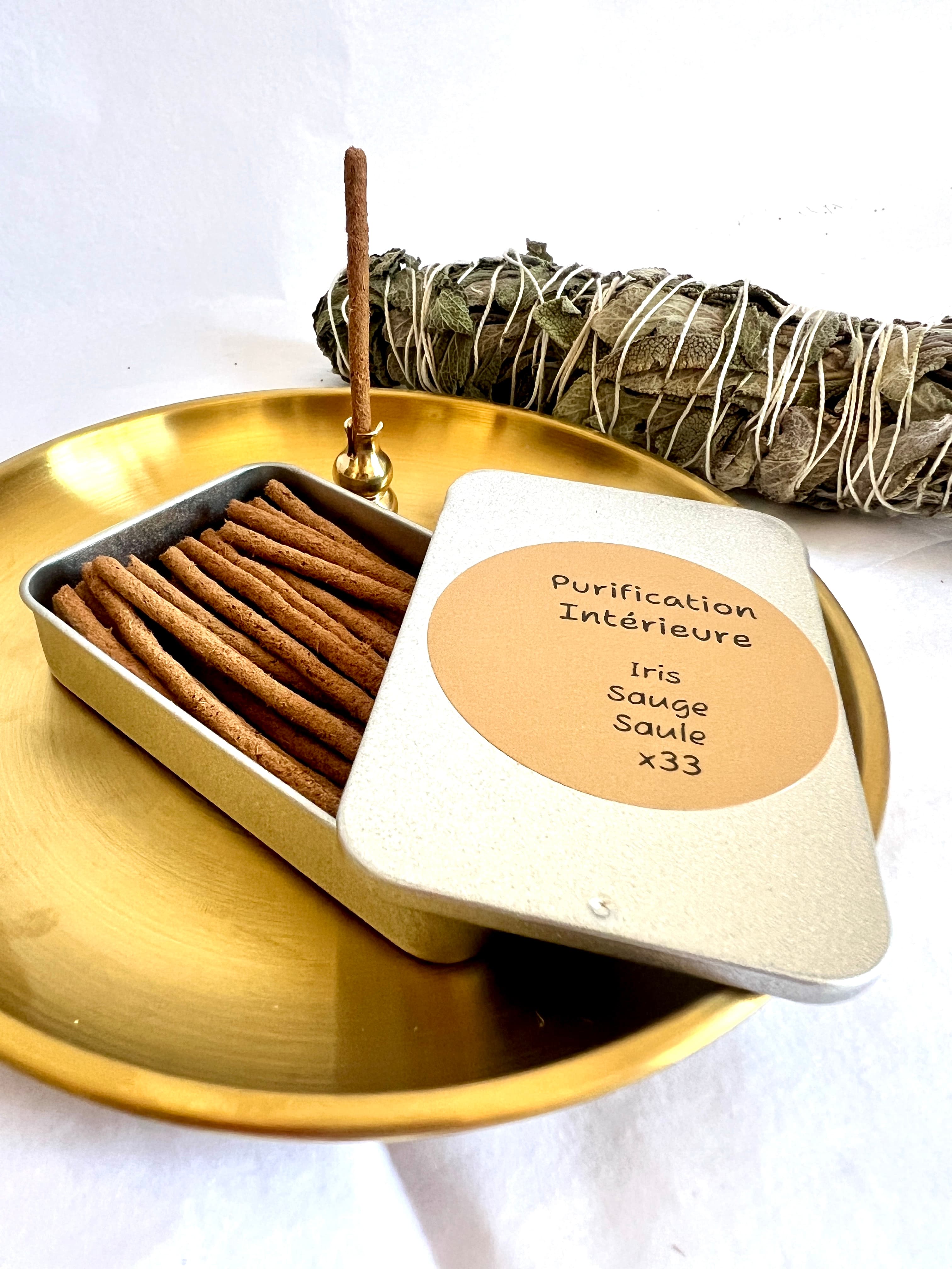 Purification corps esprit, bâtonnets épais d'encens naturels ~ iris & sauge